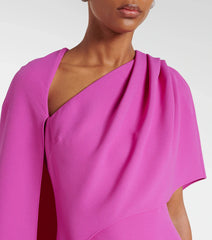 one-shoulder gown with draped cape and front slit – FUCHEN