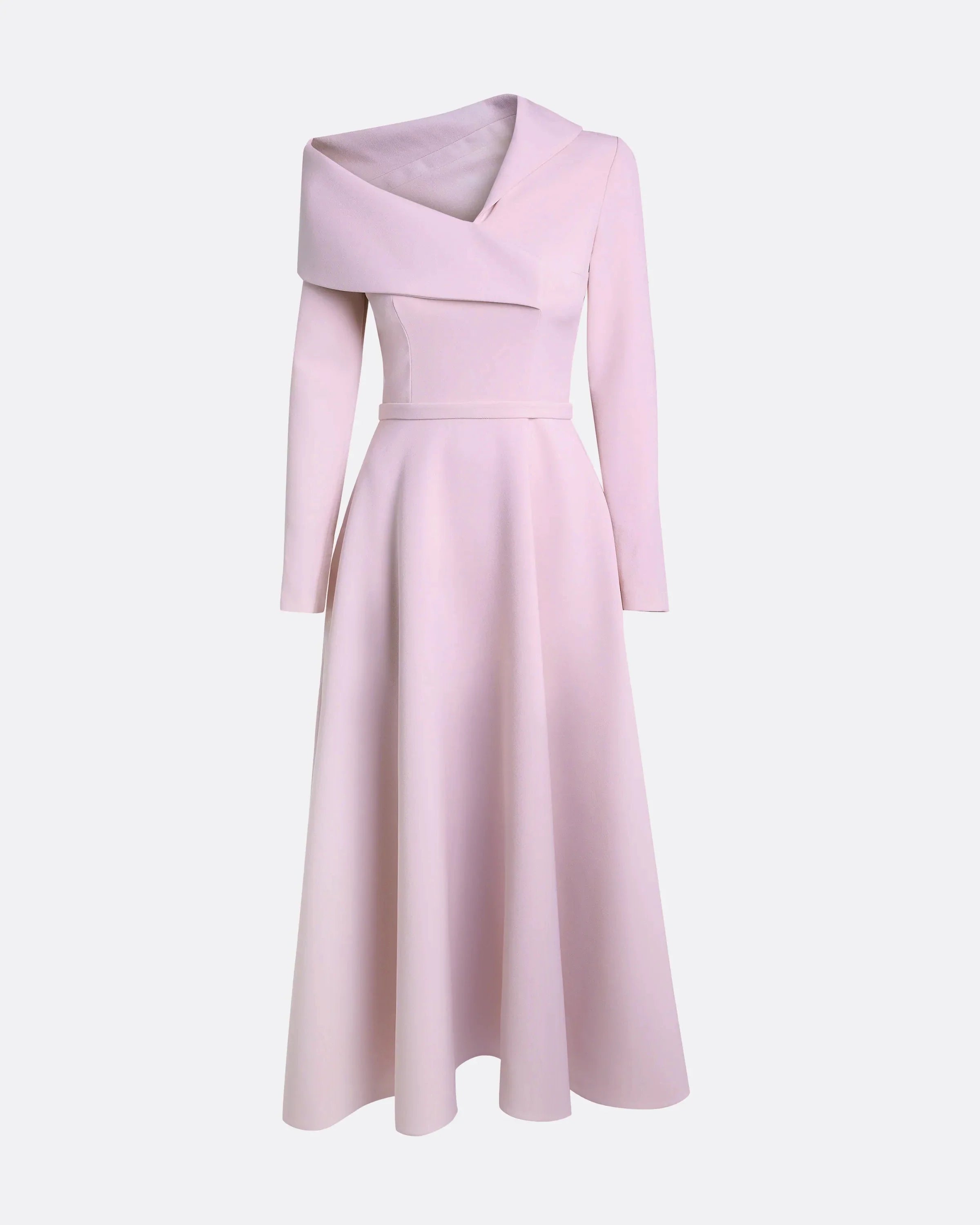 asymmetric midi dress with sculpted neckline – LAVILI