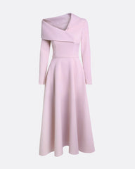 asymmetric midi dress with sculpted neckline – LAVILI