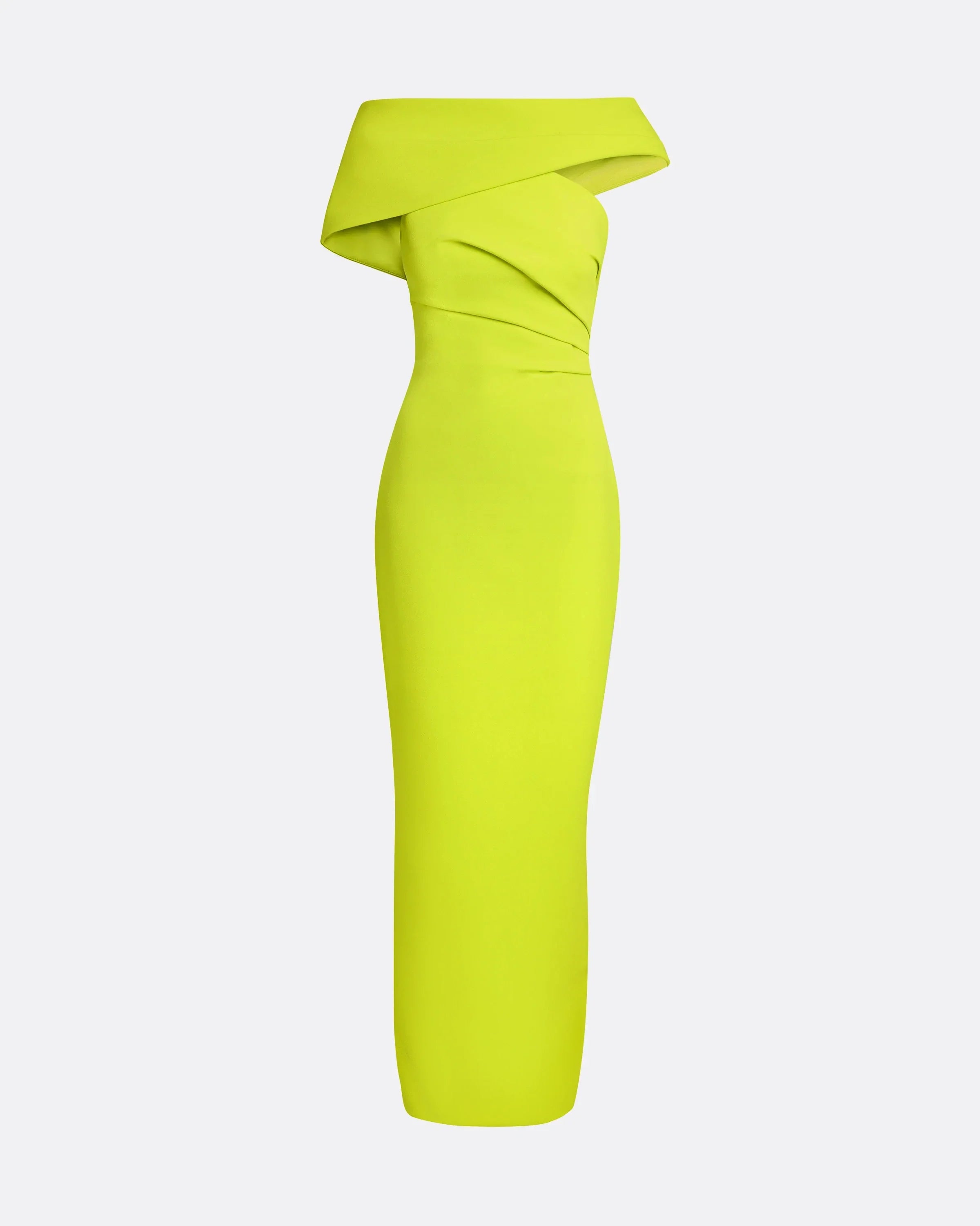 one-shoulder column gown with draped foldover neckline – AULIA