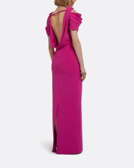 sleeveless column gown with sculpted pleated shoulders – FULENA