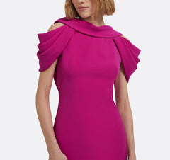 sleeveless column gown with sculpted pleated shoulders – FULENA