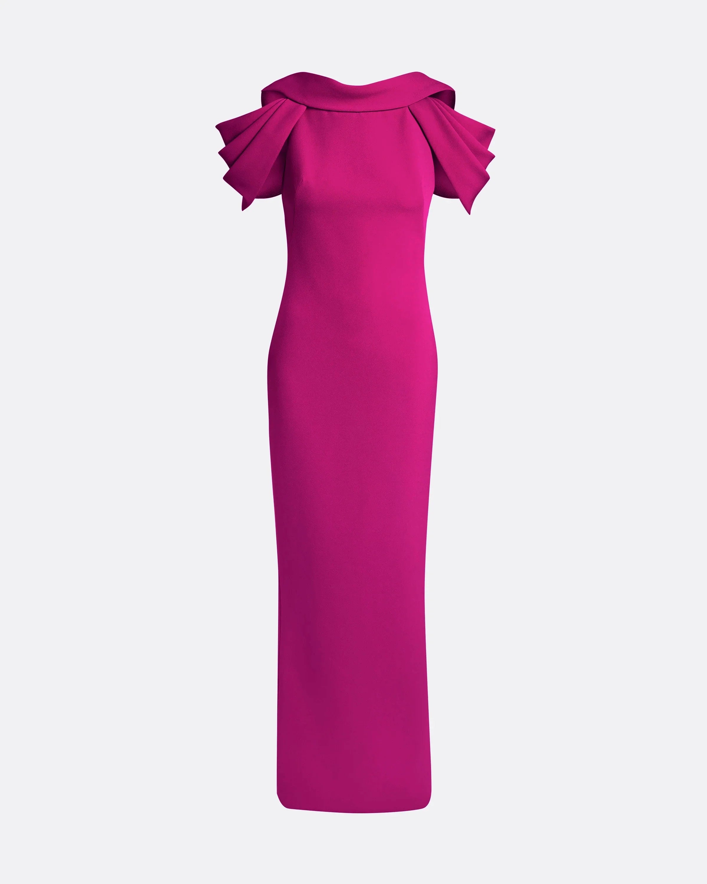sleeveless column gown with sculpted pleated shoulders – FULENA
