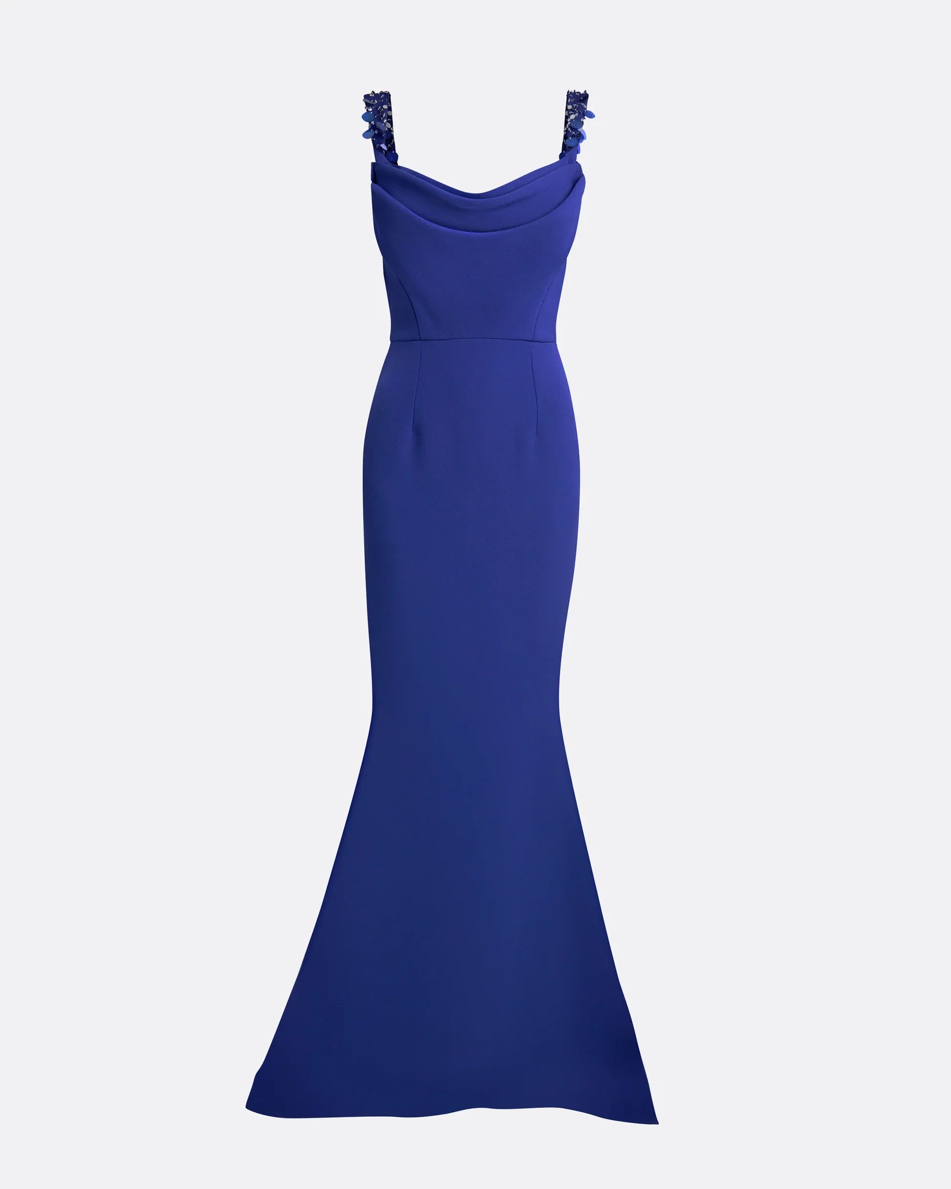 draped neckline gown with embellished straps – AZURE