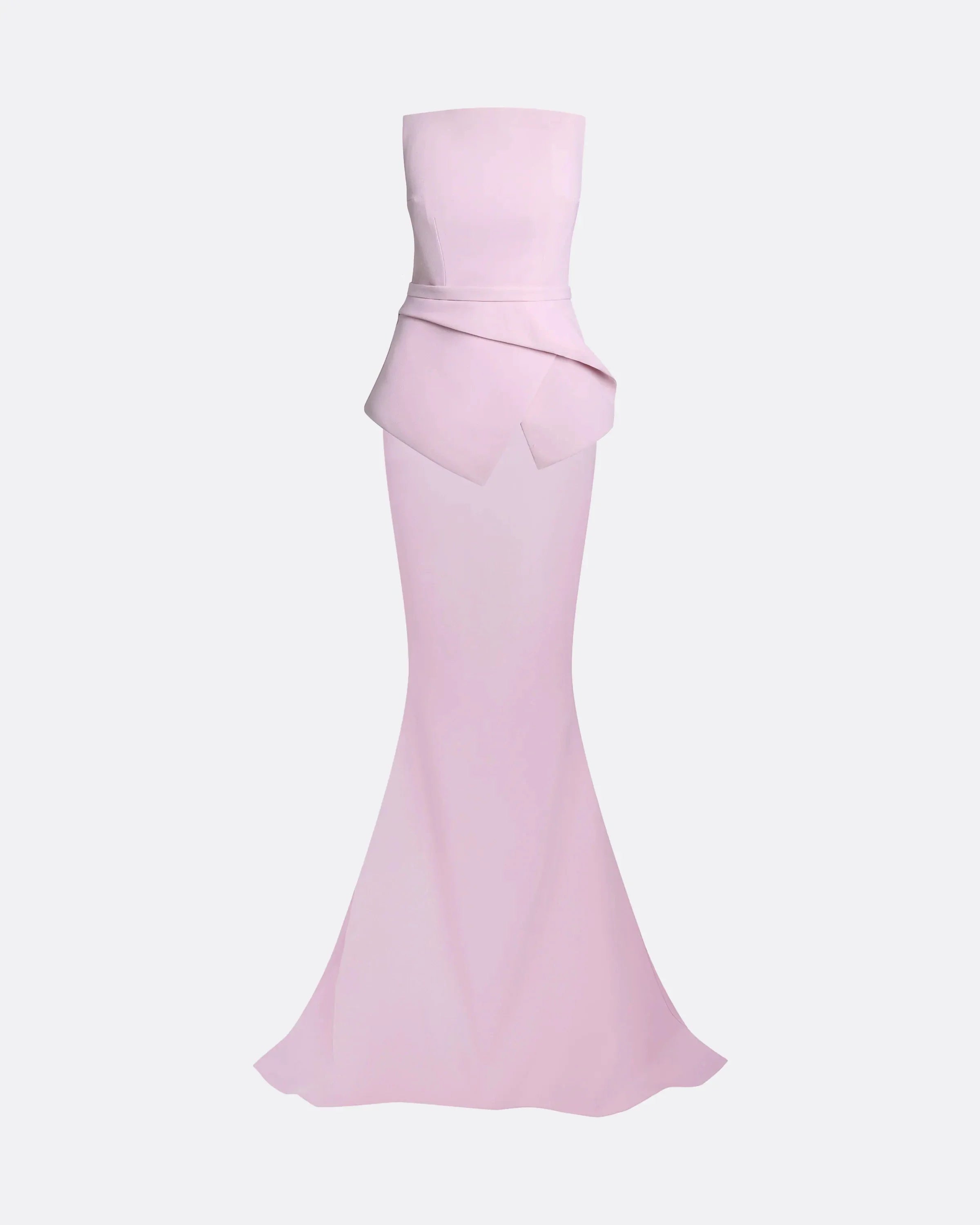strapless column gown with sculptural side drape – LILIS