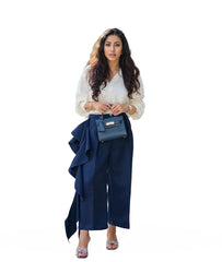 wide-leg cropped pants with cascading ruffle detail - Coco