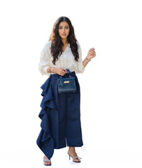wide-leg cropped pants with cascading ruffle detail - Coco