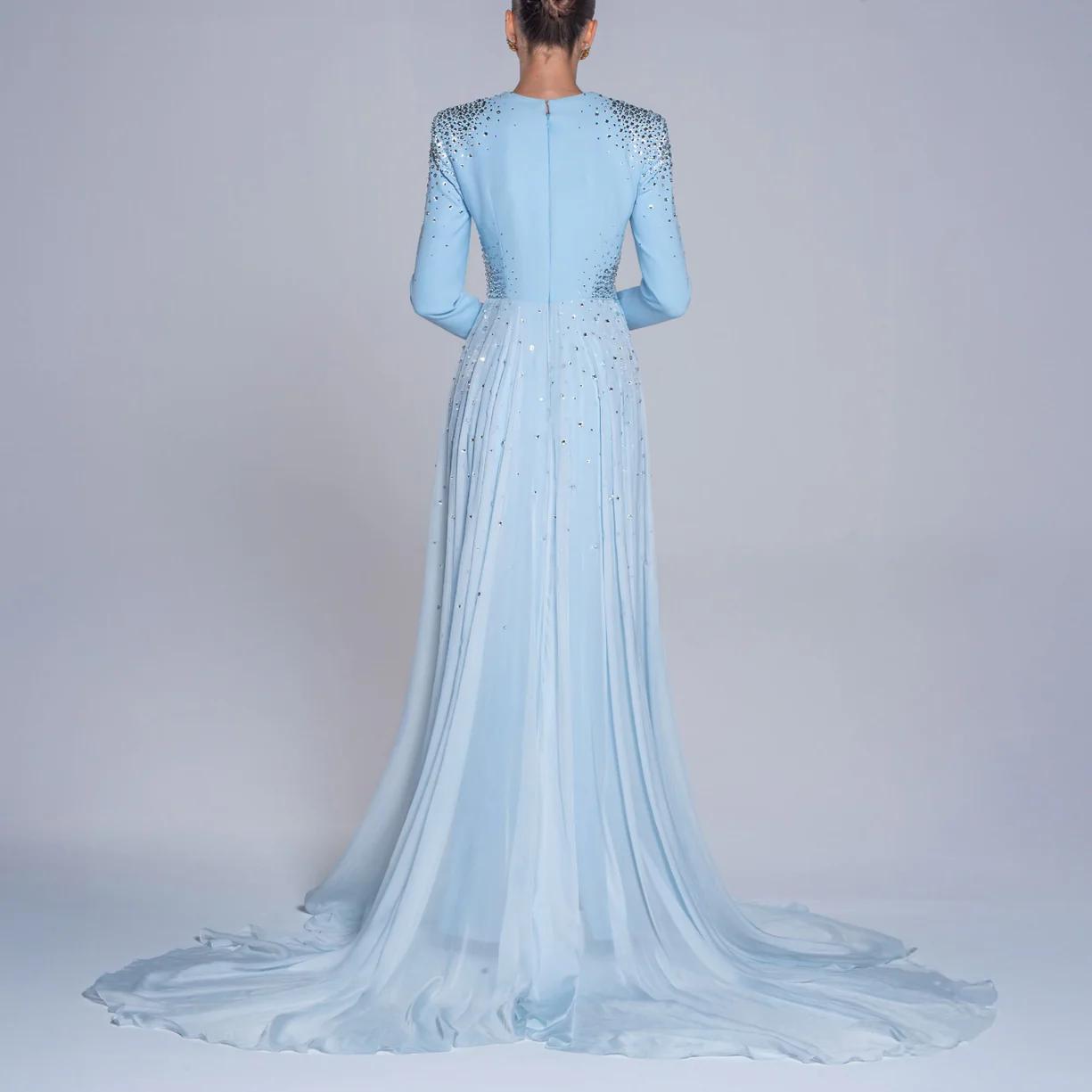 Blue embroidered dress with overskirt - Rody