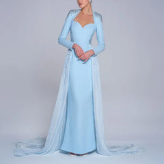 Blue embroidered dress with overskirt - Rody
