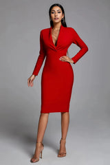 deep-plunge bodycon midi dress – Eleem