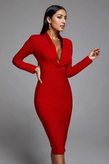 deep-plunge bodycon midi dress – Eleem