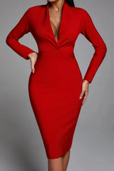 deep-plunge bodycon midi dress – Eleem