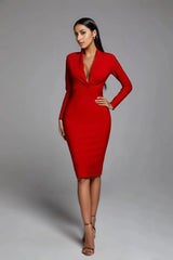 deep-plunge bodycon midi dress – Eleem
