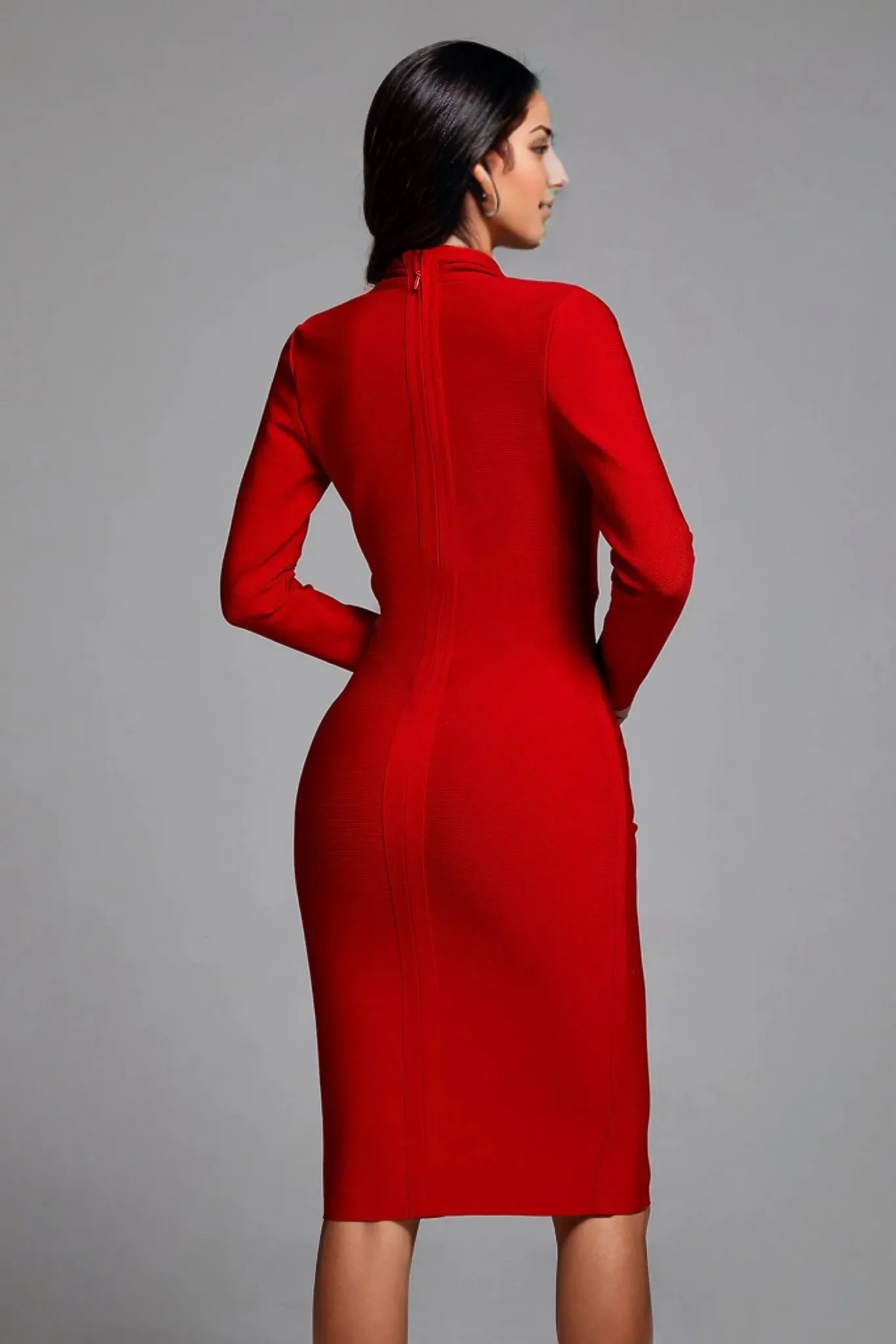 deep-plunge bodycon midi dress – Eleem