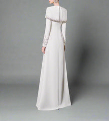 Off-shoulder A-line dress with embellished cuffs - DIANA