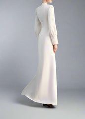 Long-Sleeve Column Dress with Embellished Cape - AURORA
