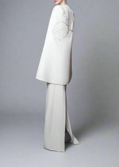 Strapless Column Dress with Embellished Cape - ARIA