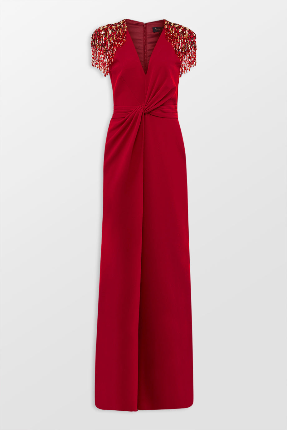 Beaded shoulder twist-front gown – Lorien