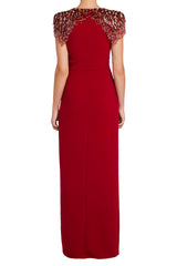 Beaded shoulder twist-front gown – Lorien
