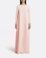 long sleeve A-line dress with crystal-trimmed neckline – AMELIE