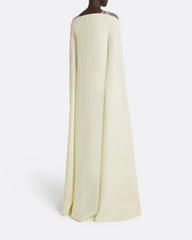 Sleeveless column dress with embellished shoulders and cape -Bethany