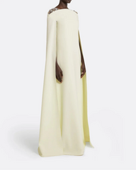 Sleeveless column dress with embellished shoulders and cape -Bethany
