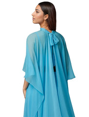 Chiffon gown with cape overlay and velvet belt – Zorica