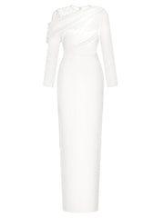 off-shoulder satin gown with lace neckline – Aaeehu