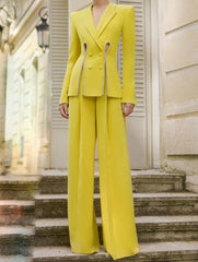 double-breasted tailored pantsuit with crystal trim - Cathy