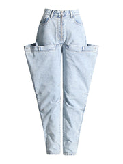 high-waist tapered jeans with exaggerated side flaps - Eireen