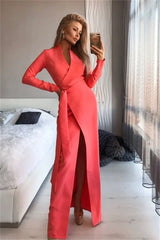 wrap-style gown with side slit – Sumavali