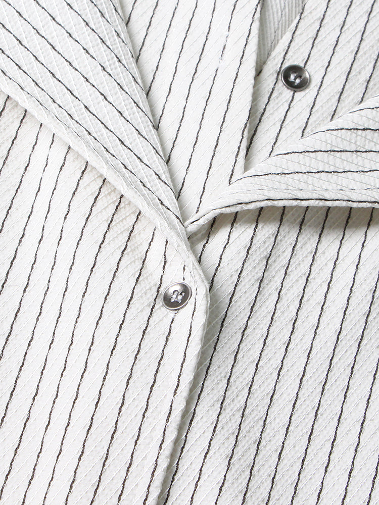 striped longline blouse with layered lapel detail - Terese