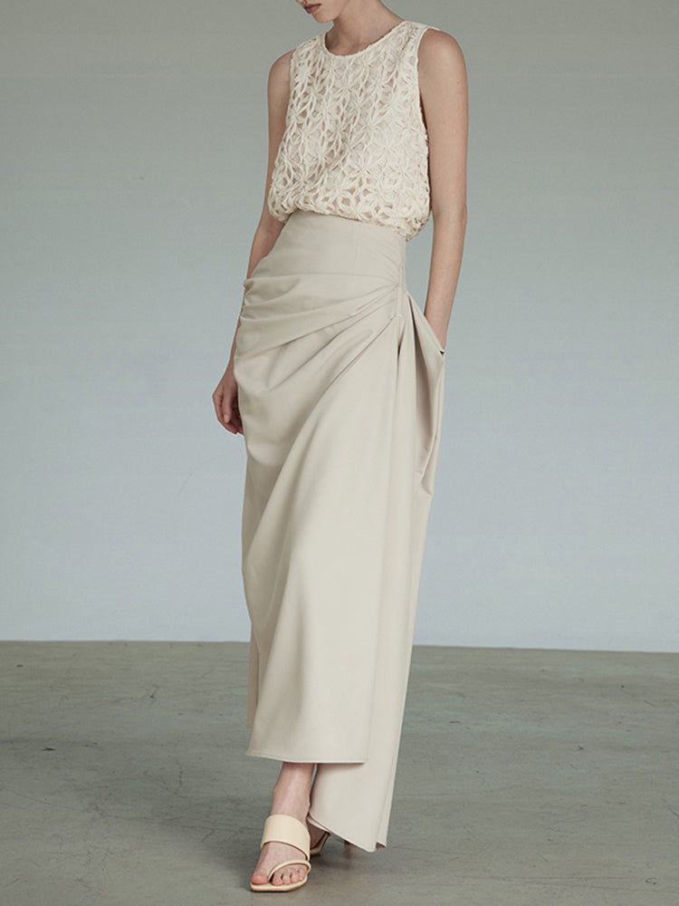 draped maxi skirt with side gather - Whan