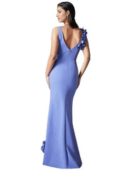 floral-appliqué column gown – Zineta