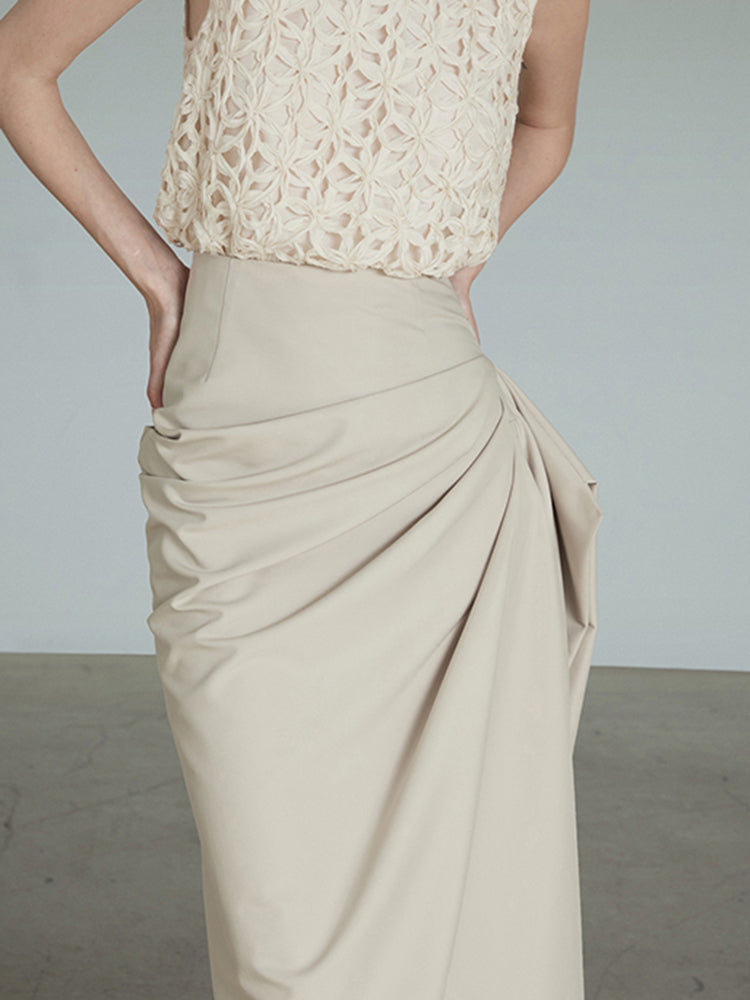 draped maxi skirt with side gather - Whan
