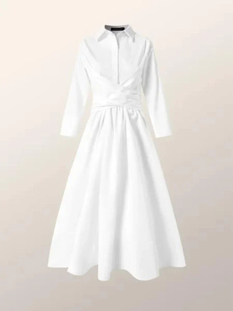 wrap-front shirt dress in white – Teigra