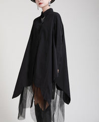 long-sleeve shirt dress with layered tulle hem - Tabina