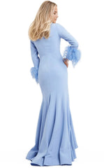 Feather-cuff draped gown – Nules