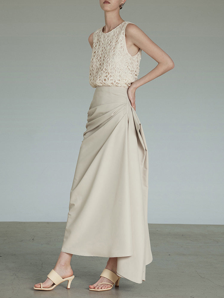 draped maxi skirt with side gather - Whan