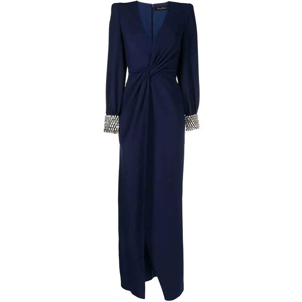 long-sleeve gown with crystal-embellished cuffs – Sukanya