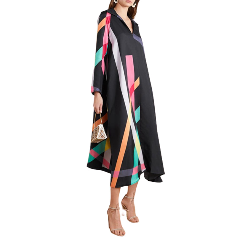 geometric-print A-line midi dress – Teressa