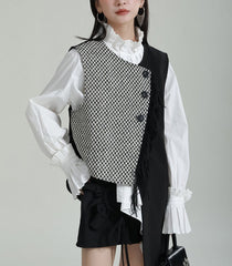 sleeveless asymmetric vest with contrast panel - Tanaquil