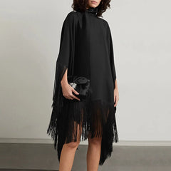fringed hem mini cape dress – Susil
