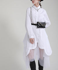 long-sleeve shirt dress with layered tulle hem - Tabina