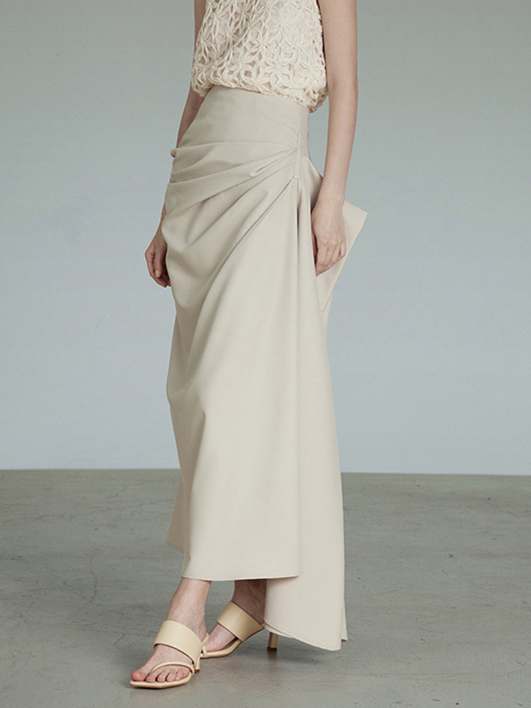 draped maxi skirt with side gather - Whan