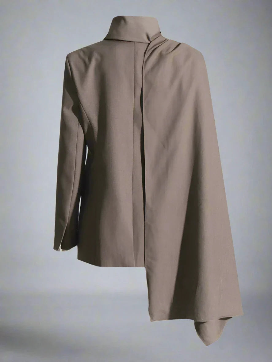 tailored blazer with draped maxi cape - Shevte