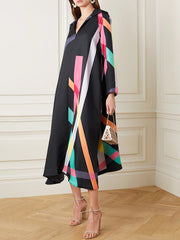 geometric-print A-line midi dress – Teressa