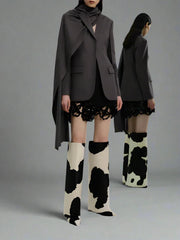 tailored blazer with draped maxi cape - Shevte