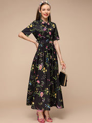 collared floral-print belted maxi dress – Tetyana