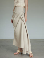 draped maxi skirt with side gather - Whan